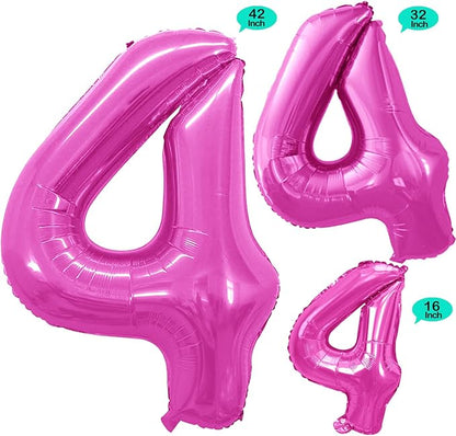Pink Foil Balloons Number 4, Huge Number Balloons - Image 2
