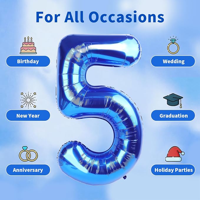 Number Balloons Navy Blue Balloons - Image 5