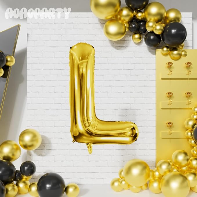 Letter Balloons Gold 40 Inch L Large Giant Big Foil Mylar Balloon | - Image 4