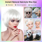 White Temporary Hair Dye,Temporary Hair Color Wax,Natural Washable Hair Dye Temp Hair Color for Women Men Kids Party Cosplay Halloween