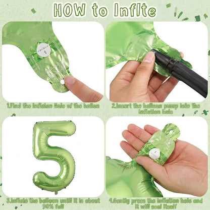 Light Green Number 5 Balloon 40 Inch, Glossy Metallic Digit Party Supplies | - Image 5