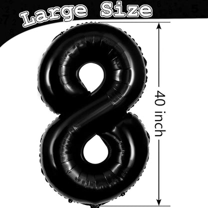 Black Number 8 Balloons 40 Inch Large Foil Balloons, Giant Number Balloon - Image 5