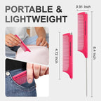 Rat Tail Combs for Parting, Protable Retractable Rat Tail Comb, Parting Combs for Hair Stylist, Fine Tooth Teasing Comb Stainless Steel Pin Tail, Easy to Carry (1 Pack-Pink)