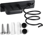 YUET Hair Dryer Holder Hairdryer Station Wall Mounted Spiral Shelf Bracket Stand Hanger Straightener Organizer Blow Storage with Holes Rack for Bathroom Aluminum Professional (Black)