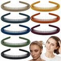 LAPOHI 8 PCS Non Slip Fashion Effortless Plastic Headbands with Teeth Comb Skinny Hair Bands for Women Men Teen Girls,Short Teeth Morandi