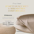 25 Momme Premium Mulberry Silk Pillowcase for Hair and Skin | Handcrafted Hypoallergenic & Anti-Acne White Silk Pillow Cases with Zipper | King - 20" x 36", Natural Undyed White