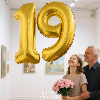 AULE 40 Inch Gold 19 Balloon Number Foil 0-9 Birthday Big Numbers | Birthday - Image 3