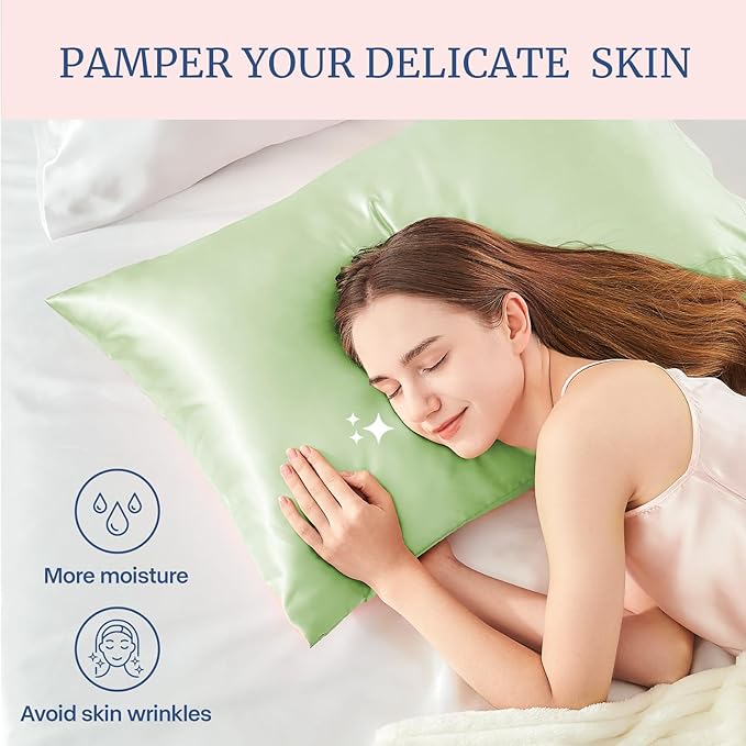 BEDELITE Satin Pillowcase for Hair and Skin, Super Soft and Cooling Similar to Silk Pillow Cases 2 Pack with Envelope Closure, Gift for Women Men(20"x26" Standard Size, Gleam)
