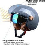 Open Face Motorcycle Helmet for Adults, DOT Approved,3/4 Retro Vespa Helmet, Dual Visors Men's and Women's Motorbike Casco for Moped Cruiser Bobber and Chopper