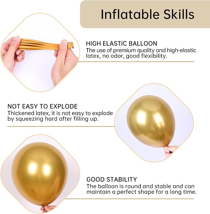 RUBFAC Black and Gold Balloons Arch Kit 140pcs | Black Star Latex Balloons - Image 4