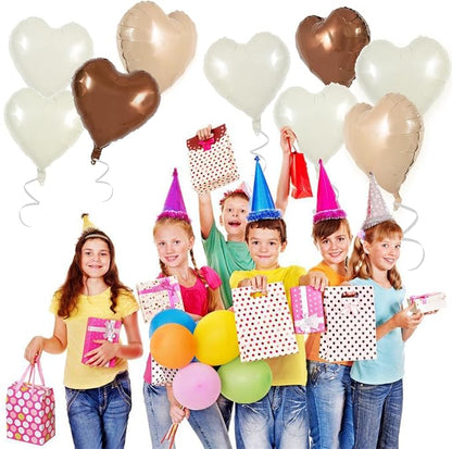 TONIFUL 30 Pcs Brown Cream Heart Foil Balloons | 18Inch Neutral Beige & Nude - Image 6