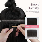 GOO GOO Tape in Hair Extensions Human Hair, 1B Natural Black, 4cm Wide Tape, 20inch 20pcs 80g, Real Human Hair, Seamless Tape in, Instant Length&Volume