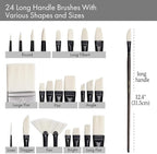 ARTIFY Artists' Oil Synthetic Hog Hair Paint Brush Set, 24 Pieces Long Handle Hard Nylon Oil Paint Brushes, Professional Paint Brushes for Oil, Acrylic Painting