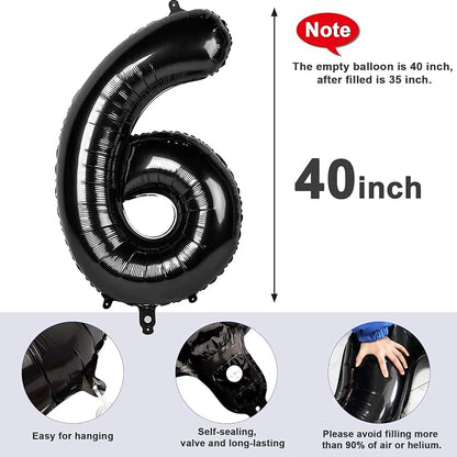 Number Balloons 40 Inch Black Number 6 - Image 6