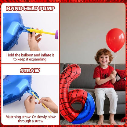 40 Inch Vibrant Spider-Themed Number Foil Balloons - Image 4