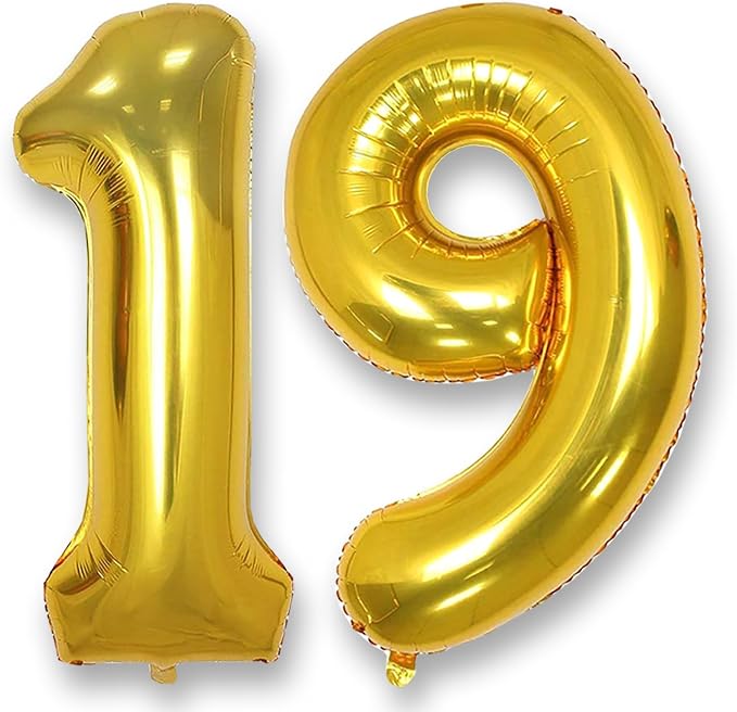 AULE 40 Inch Gold 19 Balloon Number Foil 0-9 Birthday Big Numbers | Birthday by AULE