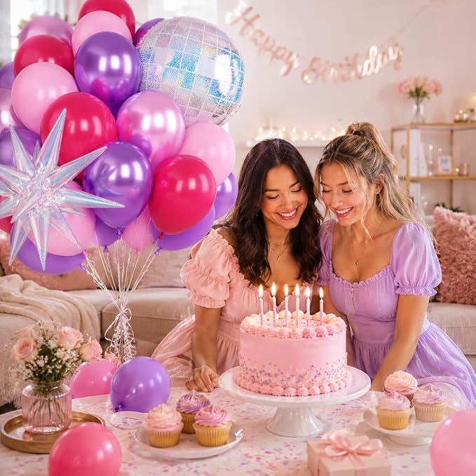 Pink Purple Balloons for Girls Party Decor | 12 Inch Pink Purple Balloons - Image 8
