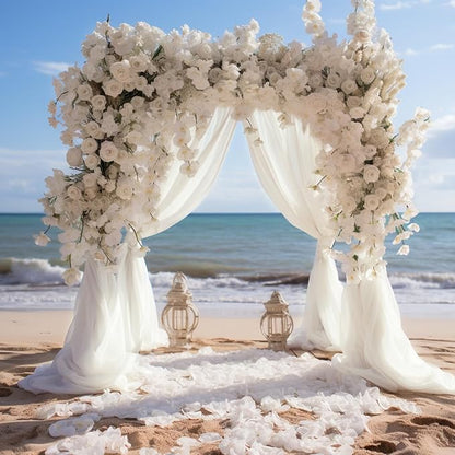Ivory Wedding Arch Draping Fabric Backdrop Drapes Sheer 6 Panels | 28.7"x20FT - Image 6