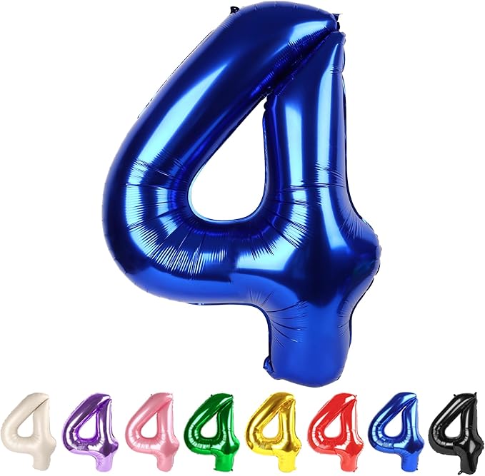 40 Inch Number 4 Balloon, Inflation Straw & Self-Sealing, Leak-Proof Aluminum by Mluchee