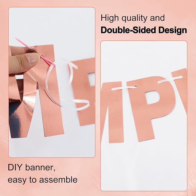 BEISHIDA Double-sided Rose Gold A-Z DIY Letter Custom Banner Party Decor | 111 - Image 3