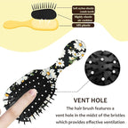 Mini Hair Brush,Cute Detangling Travel Hair Brush,Soft Bristles for Effortless Tangle Removal,Detangler Hairbrush for Women Men Boys Girls Kids Wet Dry All Hair Types (White Daisy, Mini)