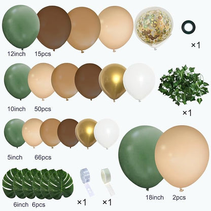 142PCS Sage Green Brown Safari Jungle Balloon Garland Kit - Image 5