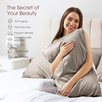 100% Silk Pillow Cases 2 Pack King Size Mulberry Silk Pillowcase for Hair and Skin Set of 2 Highest Grade 6A Silk Soft Breathable Cooling with Hidden Zipper, Grey