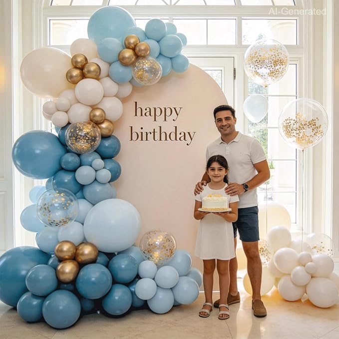 Dusty Blue Balloon Arch Kit, Sand White, Different Size | Latex Balloon - Image 5