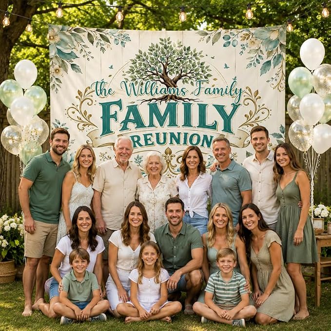 Custom Family Reunion Banner Rustic Floral Design Custom - Image 2