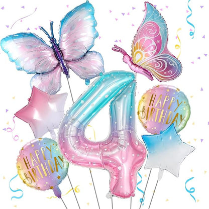 Butterfly Balloons 4th Birthday Decorations by Isndare