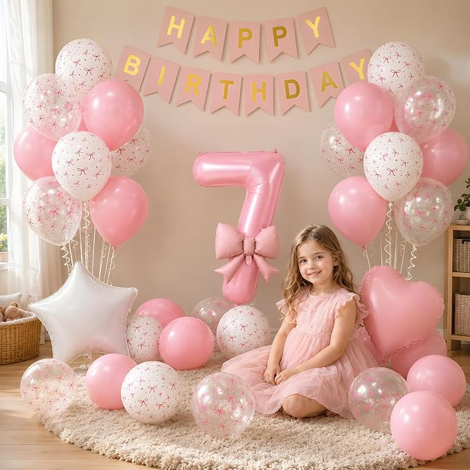 7th Pink Bow Birthday Decorations - Image 4