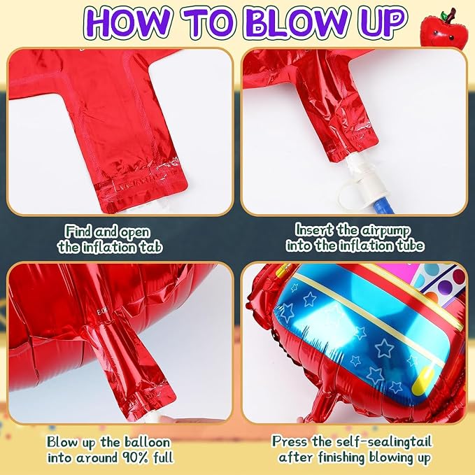 6 Pcs Back to School Balloons, School Bus Balloon, Colorful Schoolbag Pencil - Image 8