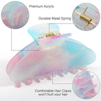 4 Pack Large Acrylic Hair Claw Clips for Women Girls, Cute Banana Barrettes Clips for Thick Thin Hair