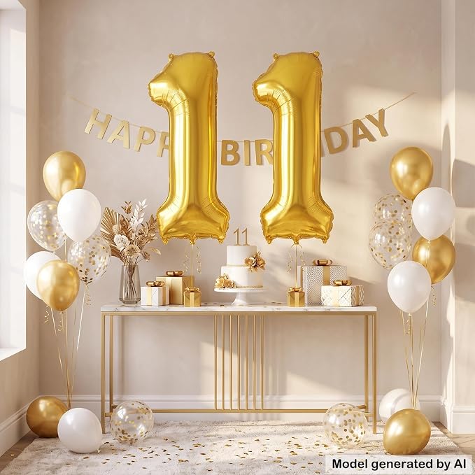 40 Inch Gold Number 11 Foil Balloon - Image 3