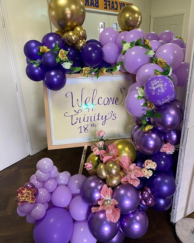 Purple and Gold Balloons Arch Kit - Image 7