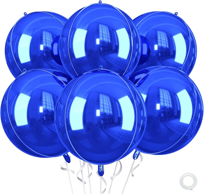 Royal Blue Giant 4D Foil Balloons, 22 Inch Big Round Foil Balloon by Saxuxu