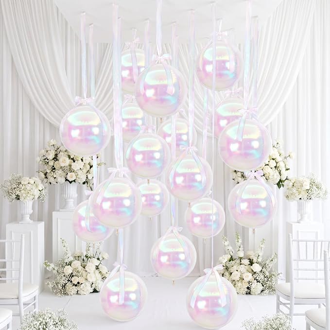 20 Pcs Metallic Iridescent Foil Balloons Giant 22 Inch 4d Round Metallic - Image 3