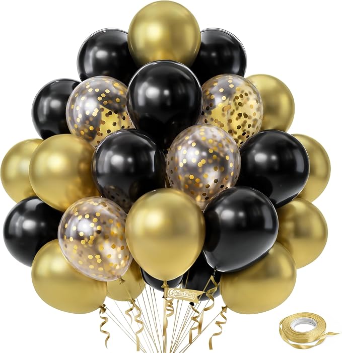Black and Gold Balloons, Baby Shower, Anniversary, Graduation, Wedding Party by GoldenParty