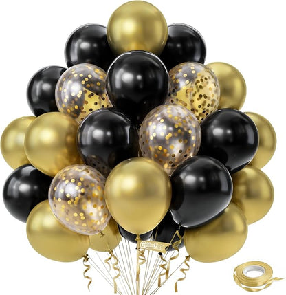 Black and Gold Balloons, Baby Shower, Anniversary, Graduation, Wedding Party by GoldenParty