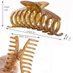 Clear Brown Hair Claw Clips for Thick/Fine/Thin Hair,Strong holding teeth interlocking Women Jaw Clips for Hair 3 Count In set (Candy Coffee)