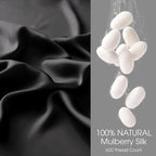 100% Silk Pillow Cases 2 Pack Queen Size Mulberry Silk Pillowcase for Hair and Skin Set of 2 Highest Grade 6A Silk Soft Breathable Cooling with Hidden Zipper, Black