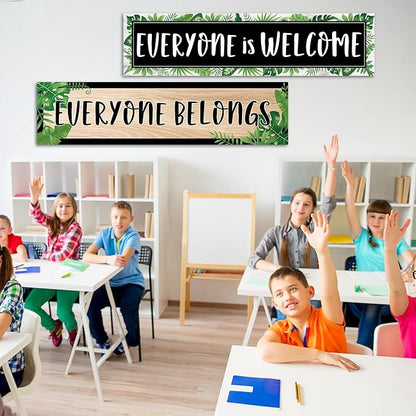 2 Pack Greenery Classroom Decorations Welcome Back to School Banner Bulletin - Image 4