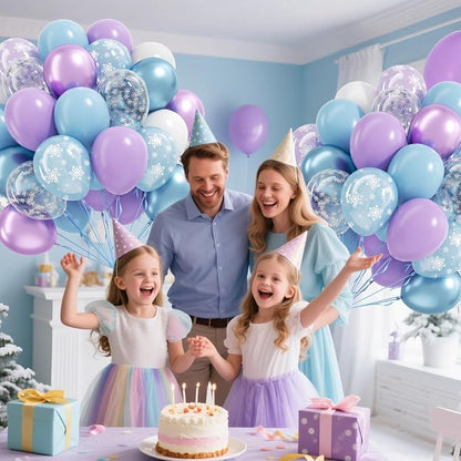60pcs Frozen Balloons 12inch, Pastel Purple and Blue Balloons - Image 5