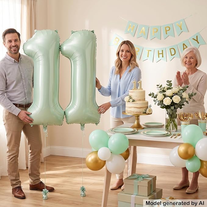40 Inch Olive Green Number 11 Balloon - Image 3