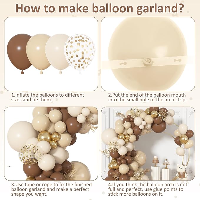 164Pcs Brown and Gold Balloons Garland Arch Kit Different Sizes | 18 12 10 5 - Image 7