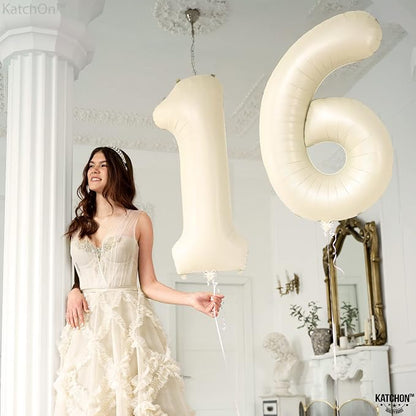 KatchOn Cream 16 Balloon Numbers 40 Inch | 16 Birthday Balloons, Sweet 16 - Image 5