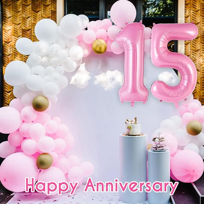 Pink Number 15 Balloon, 40 Inch Big Large Foil Helium Number Balloons, Giant - Image 6