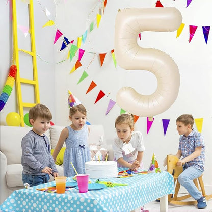 40 inch Cream White Number Balloon Giant Foil Helium Balloons Beige Number 1 - Image 7
