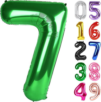 Green Number 7 Balloon 40 Inch, 7th Birthday Party Decorations Men Women | Foil by IWERP