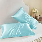 BEDELITE Satin Pillowcase for Hair and Skin, Super Soft and Cooling Similar to Silk Pillow Cases 2 Pack with Envelope Closure, Gift for Women Men(20"x36" King Size, Blue)